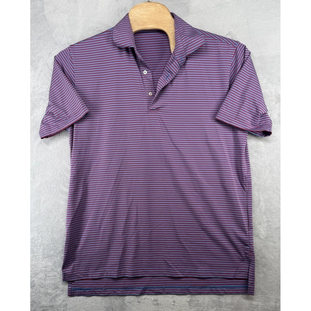 Oliver Ridley Polo Shirt Blue Red Striped Golf Performance Stretch Men's Size‎ L